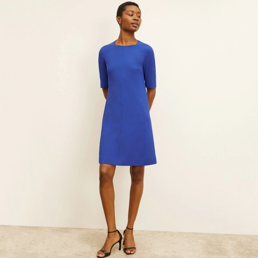 The Emily Dress-MM.LAFLUER New York Electric Blue Square Neck, Pockets, Recycled